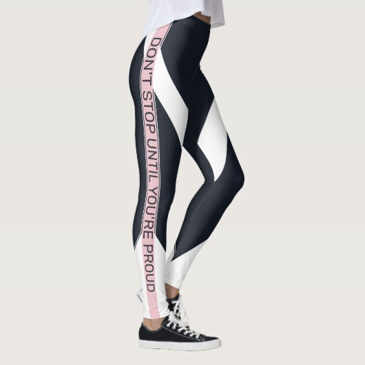 Leggings Bleu blanc et rose bandes géométriques motivantes (Droite)