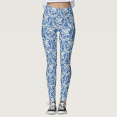 Leggings Bleu Blanc Floral Motif Botanique Chic (Devant)