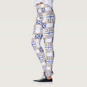 Leggings Bleu Blanc Jaune Azulejo Portugais Carreaux Motif (Gauche)
