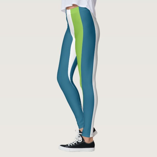 Leggings Bleu Blanc Vert Frappes Verticales (Gauche)