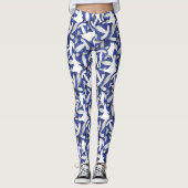Leggings bleu blanc volleyballs motif (Devant)