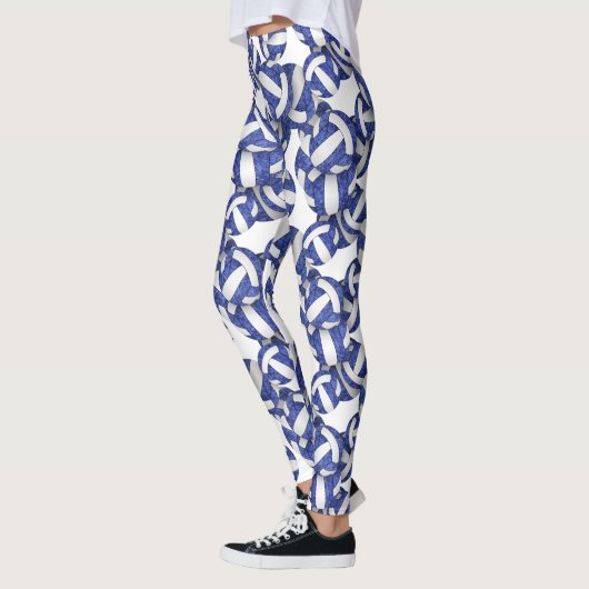 Leggings bleu blanc volleyballs motif (Gauche)