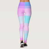 Leggings Bleu bleu clair et rose vert pastel rayures (Dos)