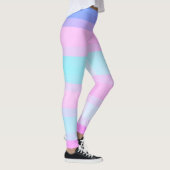 Leggings Bleu bleu clair et rose vert pastel rayures (Droite)