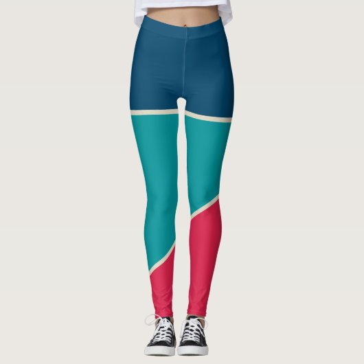 Leggings Bleu bleu marine rouge turquoise (Devant)
