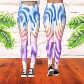 Leggings Bleu bleu violet blanc Abstrait vague de musique