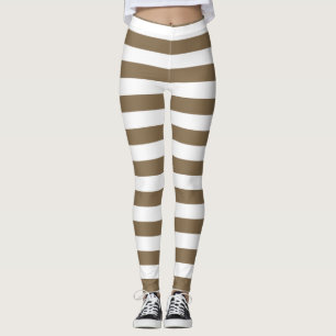 Leggings Bleu brun et blanc couleur horizontale rayée