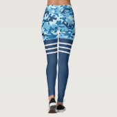 Leggings Bleu camo triple blanche bande haute (Dos)