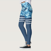 Leggings Bleu camo triple blanche bande haute (Gauche)