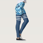 Leggings Bleu camo triple blanche bande haute (Droite)
