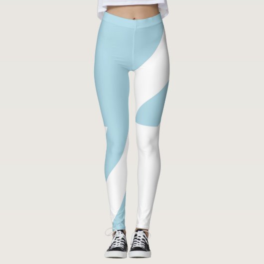 Leggings Bleu clair (bleu pâle pour bébé) et blanc asymétri (Devant)