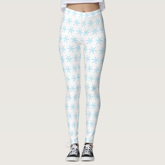 Leggings Bleu clair de base - Hauteurs blanches (Devant)