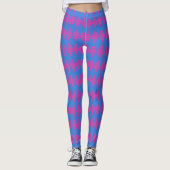 Leggings Bleu clair et Magenta Faux Motif en écaille (Devant)