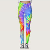 Leggings Bleu clair et violet Psychédélique Starburst Tie D (Devant)