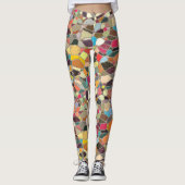 Leggings Bleu clair rose jaune orange violet mosaïque (Devant)