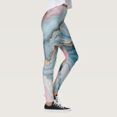 Leggings Bleu clair rose or Agitation marbre Design moderne (Droite)