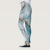 Leggings Bleu clair rose or Agitation marbre Design moderne (Gauche)