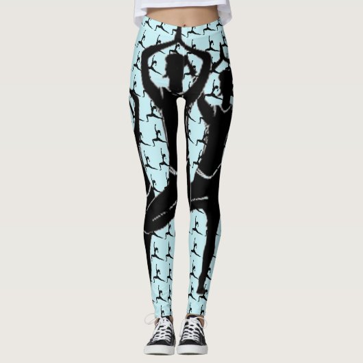 Leggings Bleu clair Travail Il Yoga Pose Silhouette (Devant)