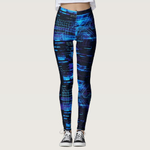 Leggings Bleu Cobalt Matrice de Bogue Cybernétique Flux de