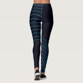 Leggings Bleu, cool, moderne, tendance, lignes courbes simp (Dos)