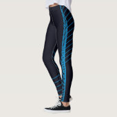 Leggings Bleu, cool, moderne, tendance, lignes courbes simp (Gauche)
