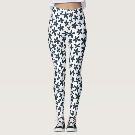 Leggings Bleu Daisy Floral Cute Exercice (Devant)