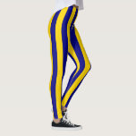 Leggings Bleu de Californie et bandes verticales d'or<br><div class="desc">Bleu et jaune Bandes verticales en Californie couleurs d'état</div>