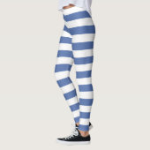 Leggings Bleu de Cornflower et blanc rayé horizontal (Gauche)