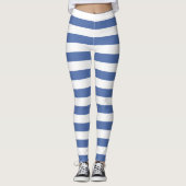 Leggings Bleu de Cornflower et blanc rayé horizontal (Devant)