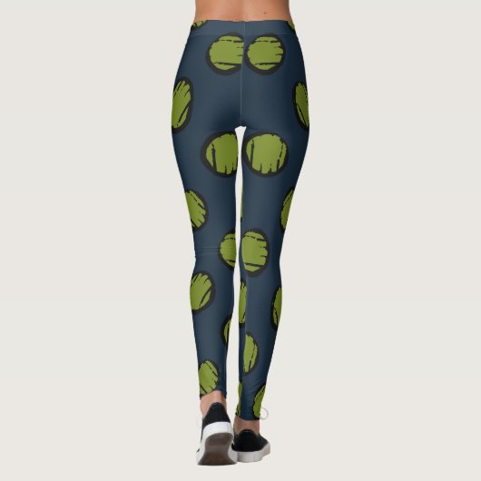 Leggings Bleu de marine avec mâchoires vert (Dos)