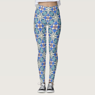 Leggings bleu de motif de coeurs de mandala