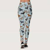 Leggings Bleu de motif de pattes et d'os de teckel (Dos)