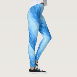 Leggings Bleu de motif d'ondulation de vague de mer de