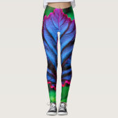 Leggings Bleu de néon sur vert vif (Devant)