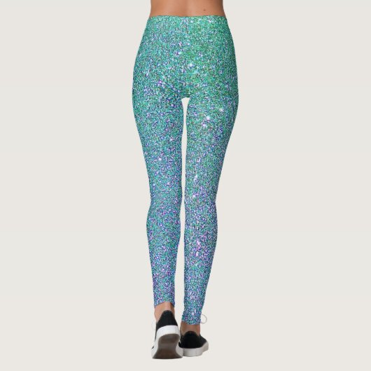 Leggings Bleu de verre Parties scintillant verte et violett (Dos)