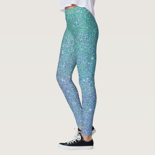 Leggings Bleu de verre Parties scintillant verte et violett (Gauche)
