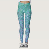 Leggings Bleu de verre Parties scintillant verte et violett (Devant)