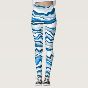 Leggings Bleu Digital Fluid Art Marbre Grandes