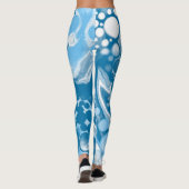Leggings Bleu Digital Fluid Art Marbre Pour Peinture Cellul (Dos)