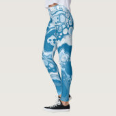 Leggings Bleu Digital Fluid Art Marbre Pour Peinture Cellul (Gauche)
