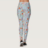 Leggings Bleu d'oiseau mignon Robin hiver Motif de Noël (Dos)
