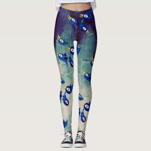 Leggings Bleu d'oiseaux (Devant)