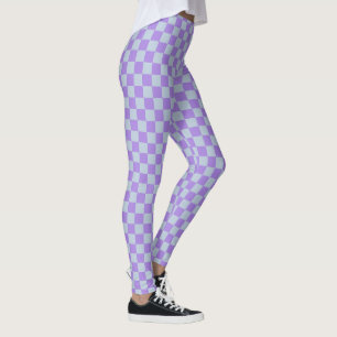 Leggings Bleu doux et À damiers lavande