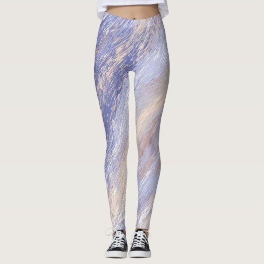 Leggings Bleu et beige Abstrait et embrouillé (Devant)