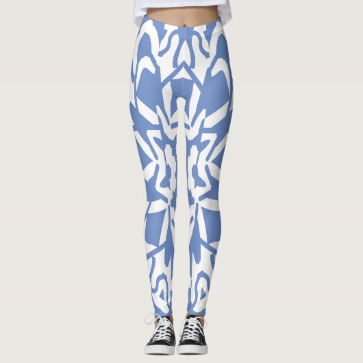 Leggings bleu et blanc "Ratti_Creative_Arts" (Devant)