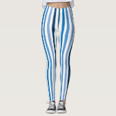 Leggings Bleu et blanc rayé (Devant)