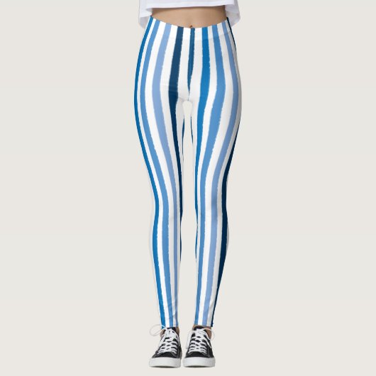 Leggings Bleu et blanc rayé (Devant)