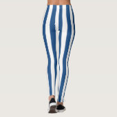 Leggings Bleu et blanc Vintage rayures (Dos)