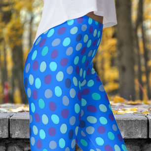 Leggings Bleu et bleu Polka Motif