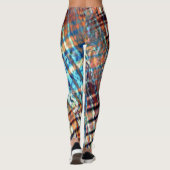 Leggings Bleu et brun croisés rustiquement dans soyeux (Dos)